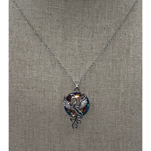 Phoenix Multi Crystal colored Pendant Necklace - Picture 7 of 11